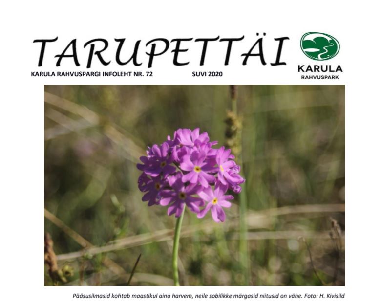 Karula rahvuspargi infolehe kaas pääsusilma fotoga