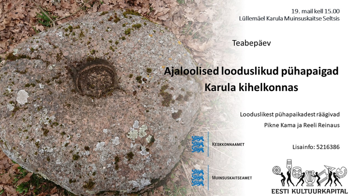 ohvrikivi ja tekst Ajaloolised looduslikud pühapaigad Karula kihelkonnas