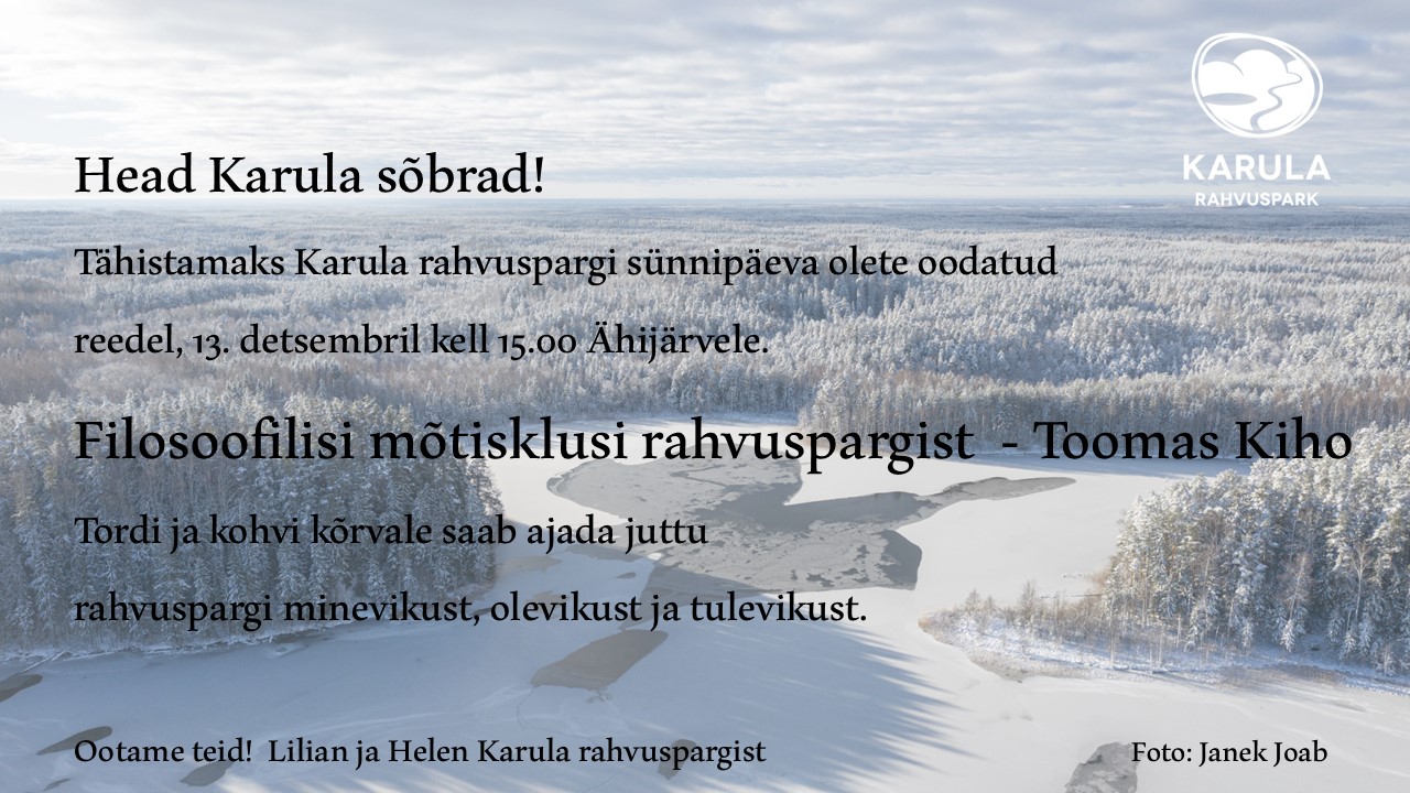 Karge ilma vaade õhust lumme mattunud puudele ja Ähijärvele