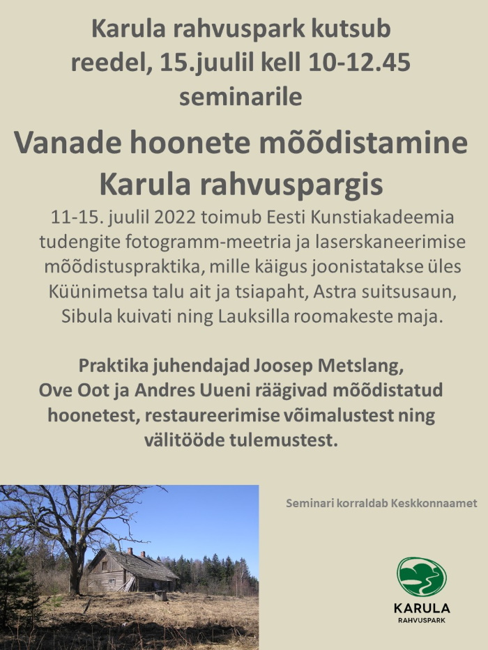 Vanade hoonete mõõdistamise seminari kuulutus