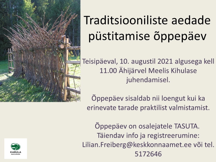 Traditsiooniliste aedade püstitamise õppepäeva kuulutus