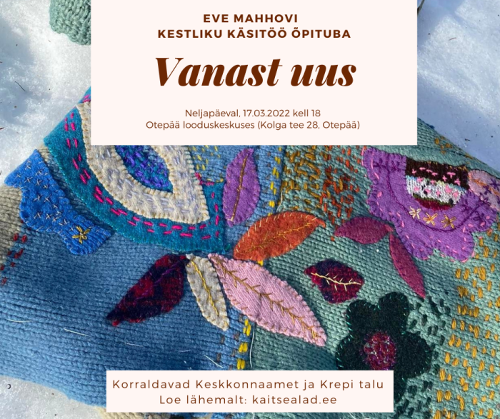 käsitsi tikitud aplikatsioonid kampsunil 